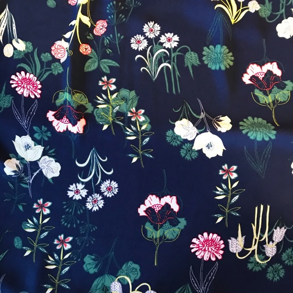 LOFT | Women's Valley Floral Bow Blouse | Navy - Picture 11 of 11